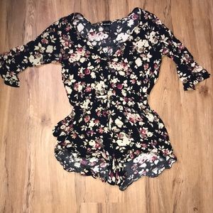 Black Floral Romper